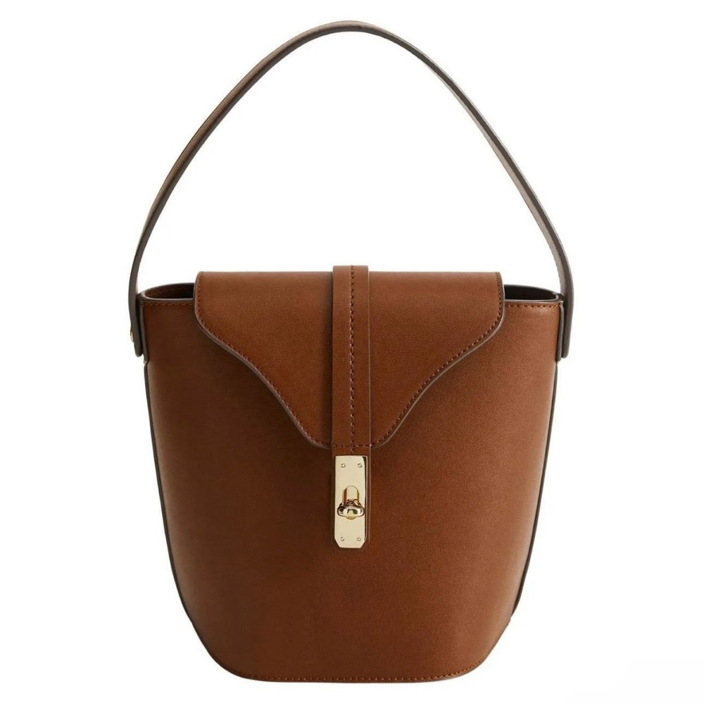 Mango Structured Bucket Bag | Cognac